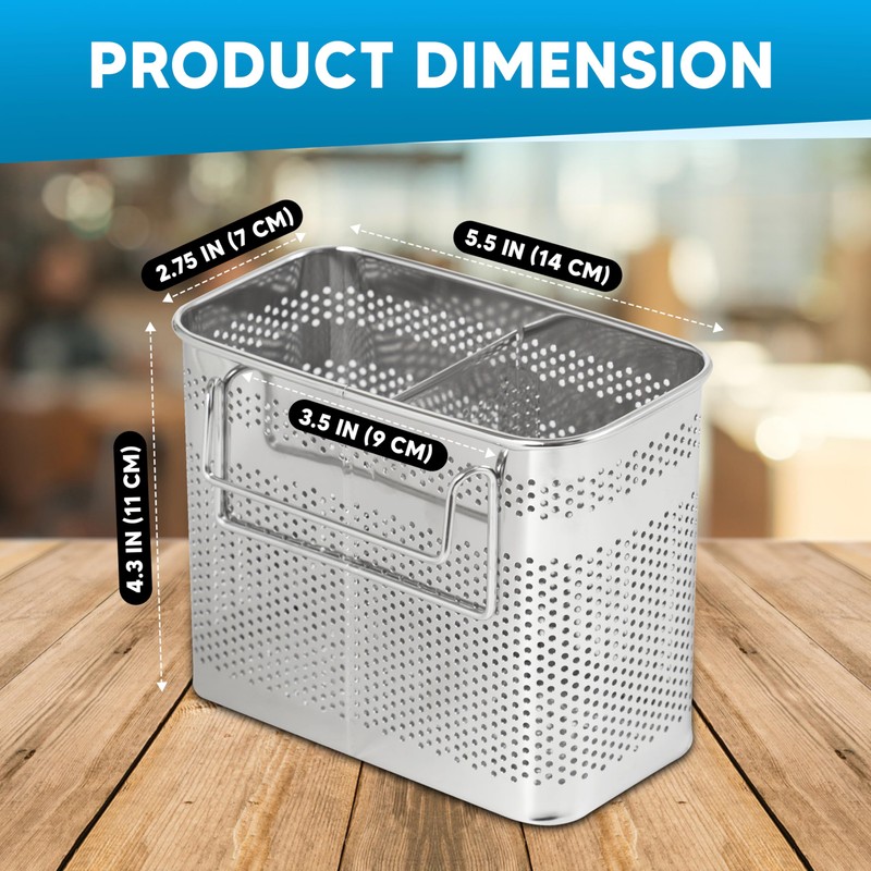 HOME&I Silverware Drying Basket, Hanging Rectangular Utensil Holder with 2
