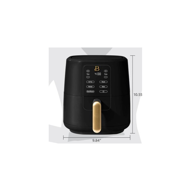 Beautiful 3 Qt Air Fryer with TurboCrisp Technology, Black Sesame