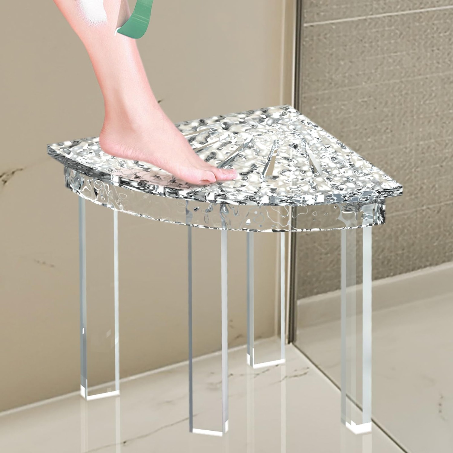 Acrylic Shower Bench - Perfect Corner Shower Stool, Ideal Shower Foot ...