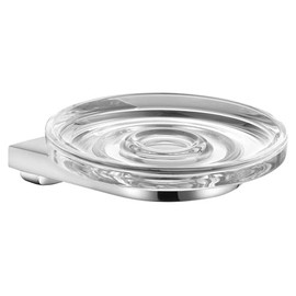 KEUCO Seifenablage aus Metall, Chrom glänzend mit Echtkristall-Schale, Kristall-Glas klar, für Badezimmer Dusche Küche, Wandmontage, Seifenablage, Seifenhalter, Moll