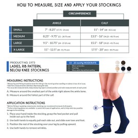 Truform Compression Socks, 15-20 mmHg, Women's Dress Socks, Knee High Over Calf Length, Black Rib Knit, Large