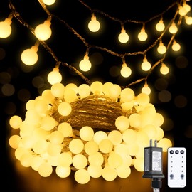 JMEXSUSS JMEXSUSS 100 LED Connectable Globe String Lights Indoor Bedroom, 33ft Warm White Christmas String Lights Plug in with Remote, 8Mode Hanging Fairy Lights Outdoor for Room Classroom Party Decor