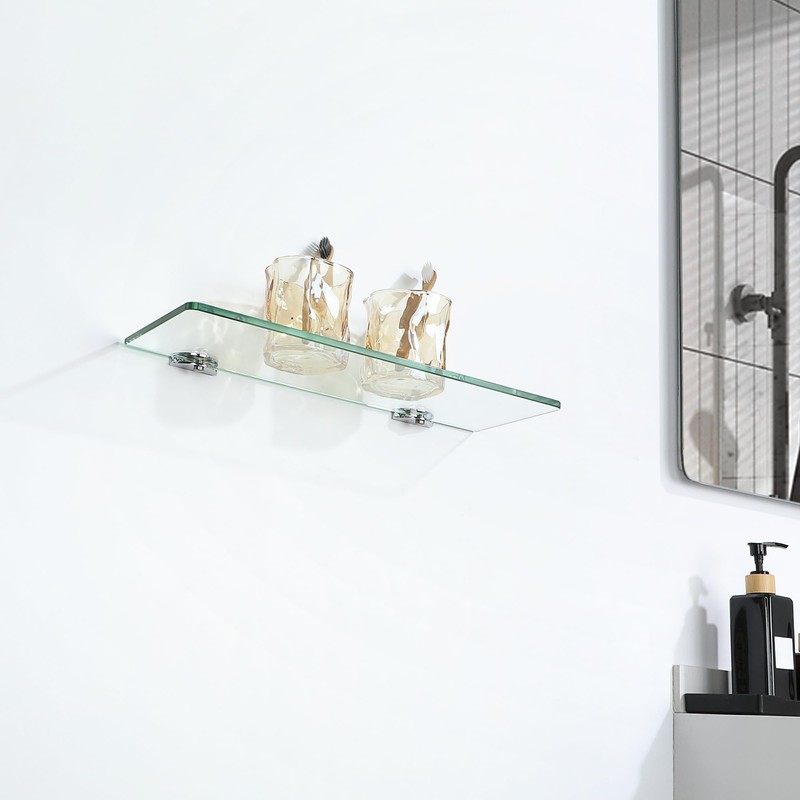 Mooche 4 Pack Glass Shelf Bracket Adjustable, Wall Mounted Zinc