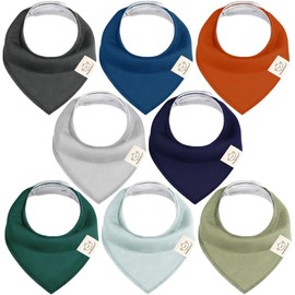 KeaBabies KeaBabies 8-Pack Organic Baby Bandana Drool Bibs for Boys Girls - Soft Cotton Drooling & Teething Bibs for Infants, Toddlers, Super Absorbent Cotton Bandana Bibs for Baby Boy & Girl, Unisex (Hunter)