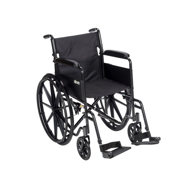 Drive Medical SSP118FA-SF Silver Sport 1 Folding Transport Wheelchair with