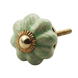 Freak Scene Ceramic Furniture Knob Shabby Chic Rosette Small Two Tone Green / White Patterned