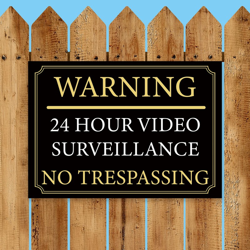 Black And Gold ‘WARNING' '24 HOUR VIDEO SURVEILLANCE’ Warning Sign.