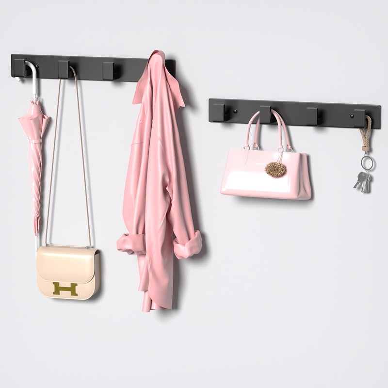 PMMASTO Coat Rack Wall Mount with L Shaped Black Coat