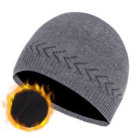Oversize XXL Mens Beanie Hat for Big Heads 23.6"-25.6", Large Winter Knit Hats Ribbed Stocking Hat Ski Skull Cap Grey