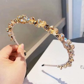 SUNSK Rhinestone Hair Band Crystal Side Fashionable Headband Rhinestone Elastic Hair Band Hair Accessories Headband Women's Hair Decoration for Women and Girls (Blue)
