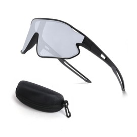 swanoble UV400 Youth Sports Sunglasses for Baseball,Light frame Sunglasses for Boys Girls Cycling,Teen Tennis Shades SK0015 (Black frame/Silver lens)