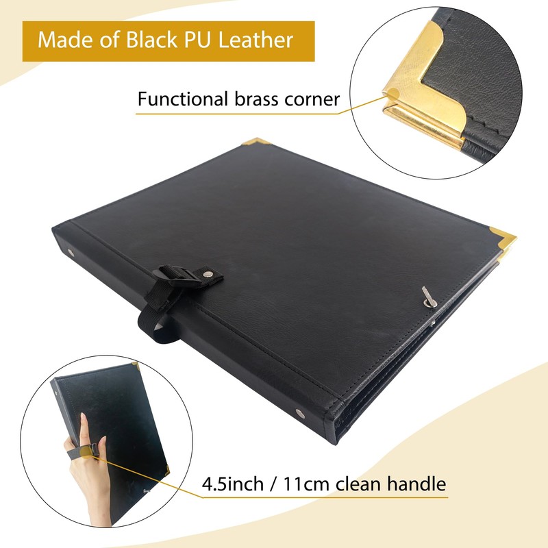 IvyRobes PU Leather Sheet Music Folder Black, 3 Rings Hand