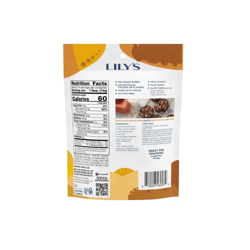LILYS Peanut Butter Flavor Baking Chips, 7 oz, 3 Pack