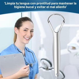 Set de 2 Cepillo de Lengua de Acero Inoxidable con Estuche de Transporte, Kit de Limpieza Bucal para Limpiador de Raspado de Lengua Oral para Eliminar el Mal Aliento, Fácil de Limpiar (A)