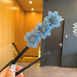 4 Pcs Flower Hair Bun Maker,Flowers Deft Bun,Deft Bun Hair,Twist Bun Hair Accessories for Girls and Women (Style 1, One size)