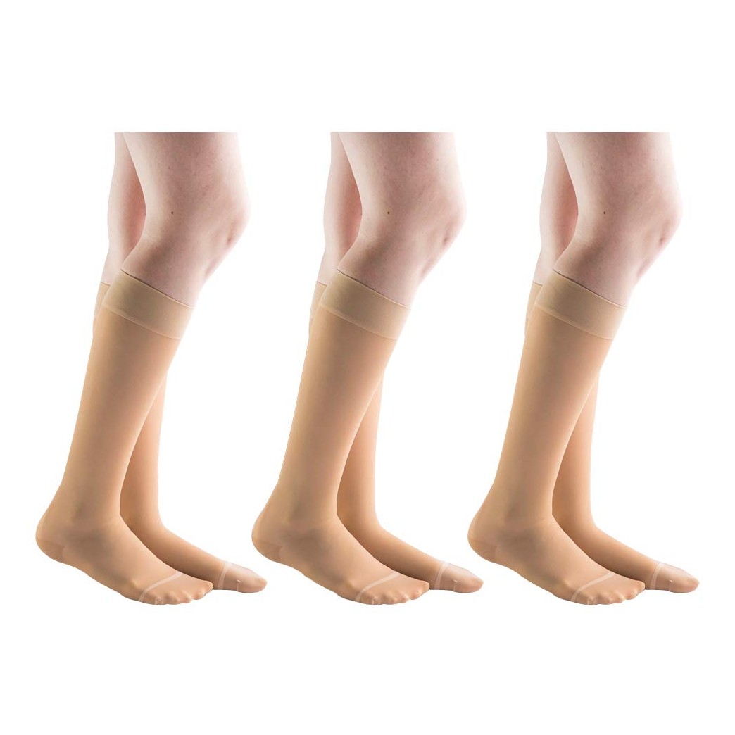 Actifi Women's Sheer 20-30 mmHg Compression Stockings - Closed Toe, Knee High  3 Pack