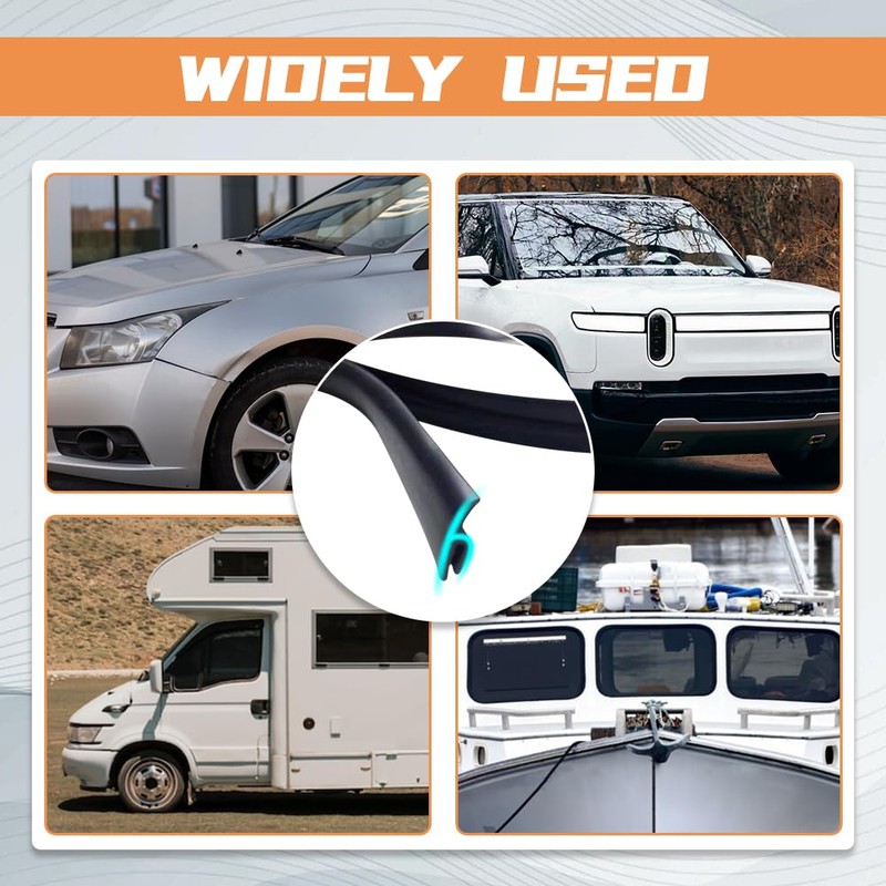 WINUERK Car Front Windshield Rubber Seal Strip, 1.7M/5.6FT Self Adhesive