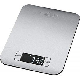 ProfiCook PC-KW 1061 Digital Kitchen Scale with Large LCD Display. Stainless Steel Weighing Surface with Tare Function and Automatic Shut-Off