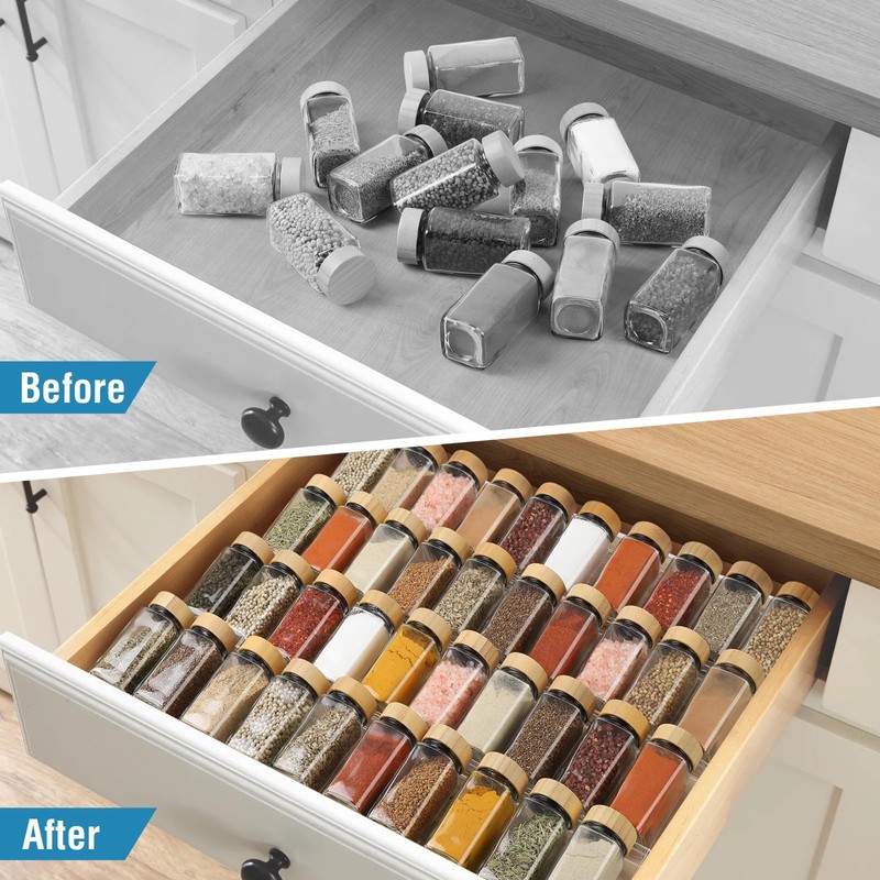 Suneerplay Spice Drawer Organizer 8 Tier, Acrylic Seasoning Organizer Rack,