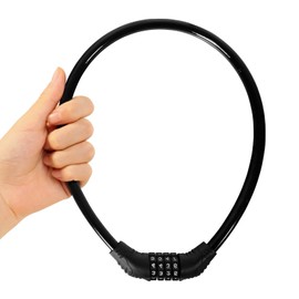 Bike Lock Cable, Bicycle Lock, Bike Locks Heavy Duty Anti Theft, Combination Cable Lock for Outdoor Equipment, Black (1Ps, 2Ft, Reset Combo)