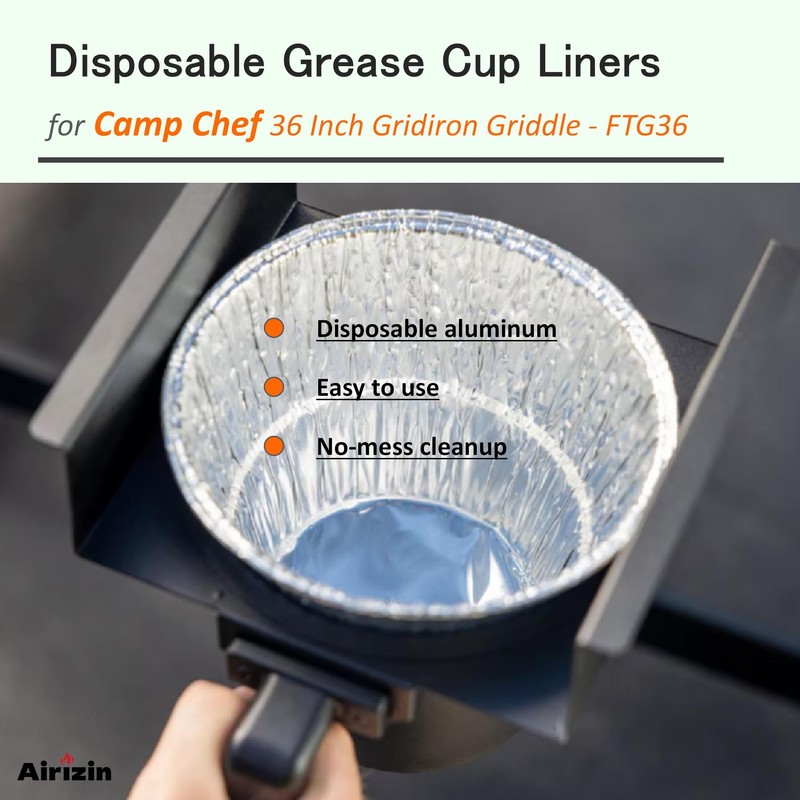 Grease Cup Liners for Camp Chef Gridiron 36 Flat Top