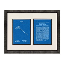 Garden Rake Patent Art Blueprint Print in a Beveled Black Wood Frame with a Double Mat (16" x 20") M14267