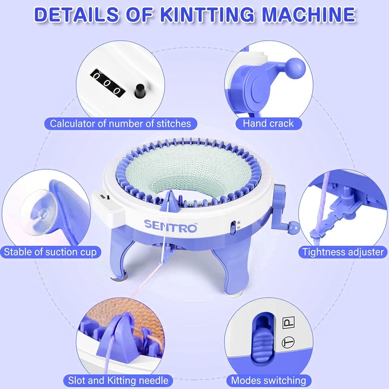 BZVV Knitting Machine for SENTRO 48 Needles Smart Knitting Crochet