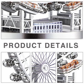Piececool 3D Metal Model Puzzles for Adults, Upgraded Large London Eye Architecture 3D Metal Models Building Kits, Best Birthday Gifts, 141 Pcs