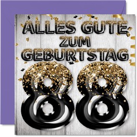 Stuff4 88th Birthday Card for Men - Black Gold Glitter Balloons - Happy Birthday Cards for 88 Year Old Man Dad Grandpa, 145mm Eighty-Eighth Birthday Greeting Cards