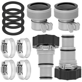 Pool Hose Adapter Type A/B for Intex, Pool Pump Hose Adapter with Clamps Gaskets, 1.25" and 1.5" Threaded Connection Pump Above Ground Swimming Pool Accessories