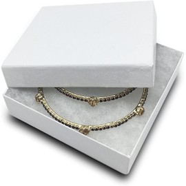 TheDisplayGuys - 25-Pack #34 Kraft Paper Cardboard Gift Boxes/Jewelry Cases w. Cotton Padding & Lid - White Swirl - (3.9" x 3.9" x 2.0")