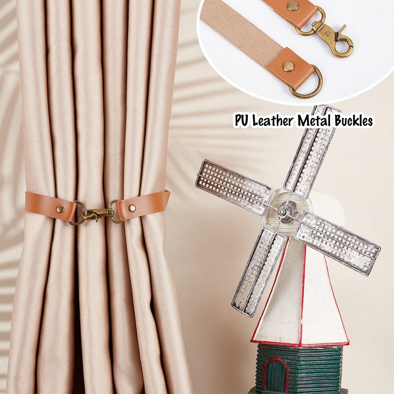 GORGECRAFT 2 Pack Leather Curtain Tiebacks European Style Custom Made