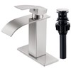 Qomolangma Waterfall Bathroom Faucet, Brushed Nickel Modern Single Handle Bathroom