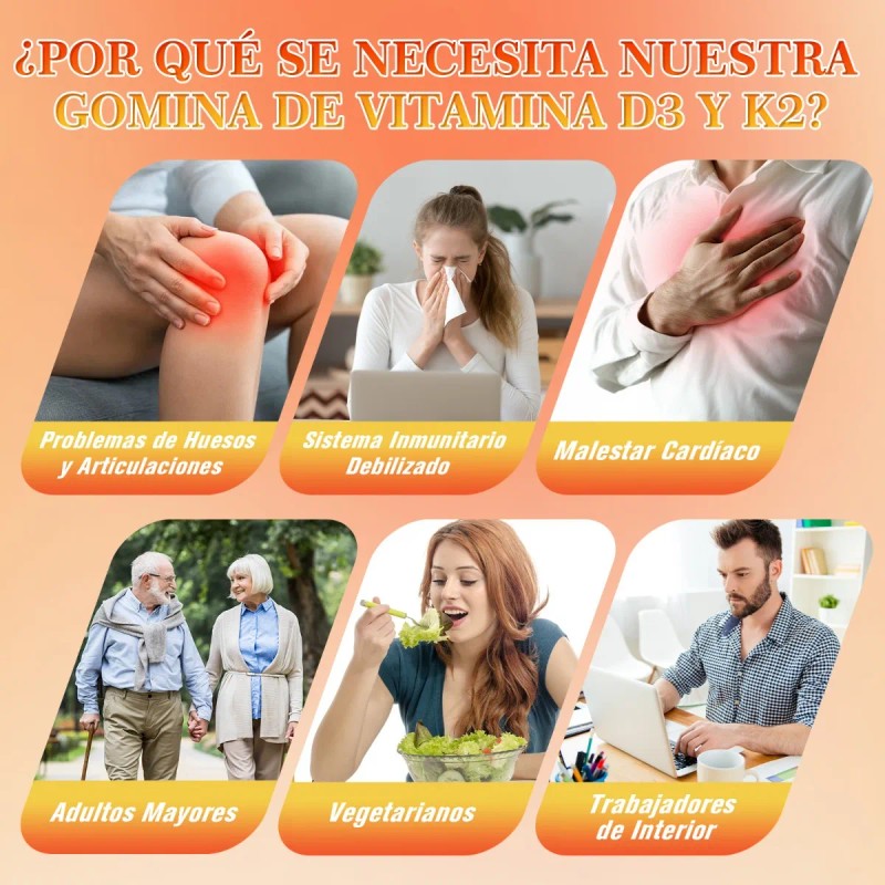 Gomitas Vitamina D3 K2 Omega 3 Para Mujer Hombre Sabor