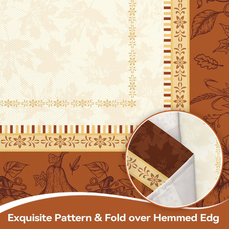 Fall Pumpkin Maple Leaf Rectangle Table Cloth Orange 60x84inch