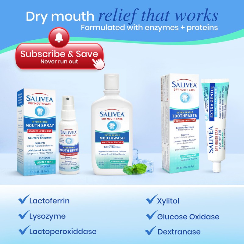 SALIVEA Gentle Toothpaste for Dry Mouth Care, 4.3 oz Tube,
