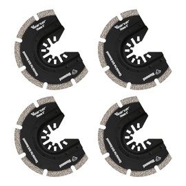 Vearter Diamond Oscillating Saw Blades 4PCS, 3'' Universal Multitool Blades for Grit Grout Removal, Quick Release Multi Tool Kit for Tile, Air Brick, Cement, Concrete, Masonry