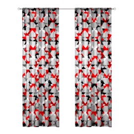 Elefantito Cortinas Kiev 2 Paneles De 1.30 X 2.20 Negro Rojo Gris