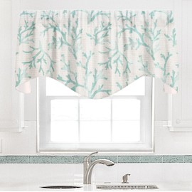 Valances for Windows Valance Curtains Kitchen Window Valances or Living Room Window Treatments Turquoise Blue Curtains Beach Coastal Nautical Decor Coral Polyester 53 Inches x 18 Inches