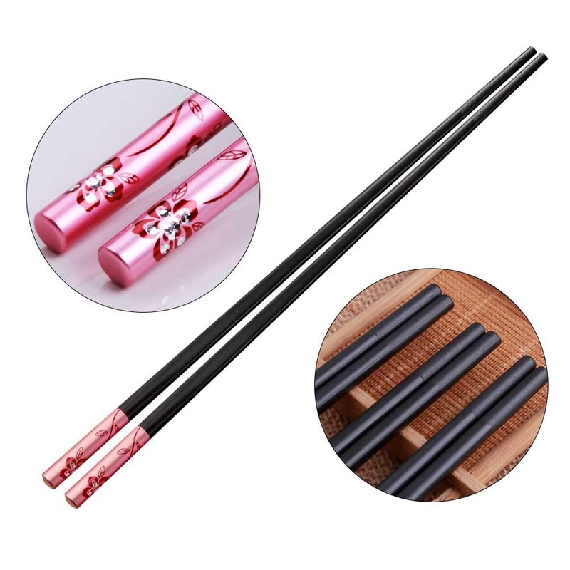 5 Pairs Chopsticks, 5 Colors Fiberglass Chopsticks Alloy Chinese Japanese