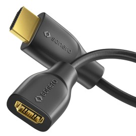 Sonero® 4K HDMI Portsaver Adapter, Premium High Speed, HDMI A Stecker auf HDMI A Buchse, vergoldete Kontakte, zweifache Abschirmung, PVC-Mantel, 0,15m