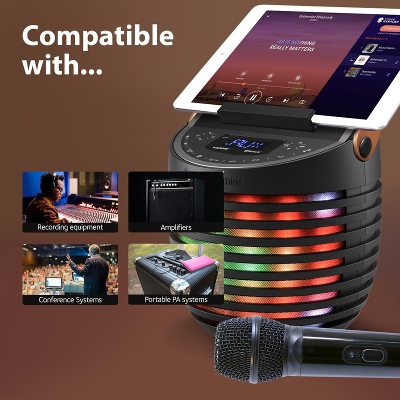 Singing Machine Portable Wireless Microphone (Black) - Premium Unidirectional UHF