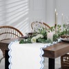 Windkream 72 Inches Scalloped Edge Table Runner, Double Linen Fabric