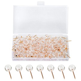Zhtulck Clear Push Pins for Pinboard, 100 Pcs Drawing Pins with Storage Box, Thumb Tacks, Notice and Bulletin, Perfect for School & Office Use