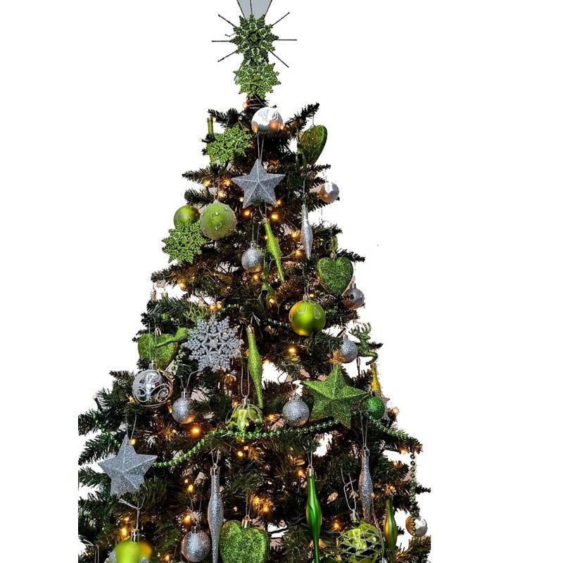 Pack of 6-8cm 3D Glitter Star Baubles Christmas Tree Decorations