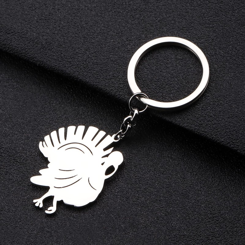 NEWEI Thanksgiving Turkey Keyring Stainless Steel Chicken Keychain Festival Key