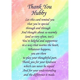 Thank You 'Hubby' Poem Verse Greeting Card
