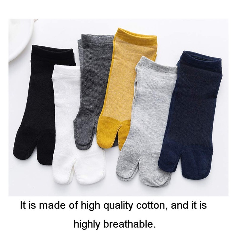 UBUMO Men's Tabi Flip Flop Socks Athletic Cotton Crew Two