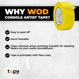 WOD CFTC6 Console Artist Tape Made in USA Light Blue, 3/4 inch x 60 yds. Flatback Paper Marking/Labeling Tape Residue Free, for Watercolor Paper to Prevent Tearing