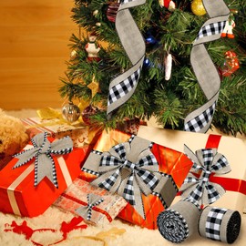 Newellsail Checked Hessian Ribbon 6 m Wide Black White Plaid Hessian Ribbons Grosgrain Ribbon Wrapping Ribbon for DIY Crafts Wedding Party Christmas Decoration 2 Rolls